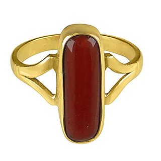                       CEYLONMINE Natural Coral 5.25 Ratti Moonga Ring Gold Plated For Astrological Purpose                                                 