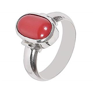                       Certified And Natural 7.25 Ratti  Moonga Adjustable Ring With Coral Astrological Gemstone For Men And Women By CEYLONMINE                                               
