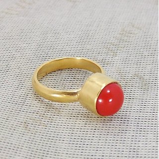                       Natural Coral 5.25  Anguthi/Ring Original And Certified Stone Moonga Ring CEYLONMINE                                               