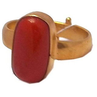                       CEYLONMINE Natural Coral 6.25 Ratti Moonga Ring Gold Plated For Astrological Purpose                                               
