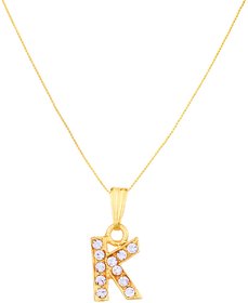 GoldNera Alphabet Pendant Akshar Name Gold Plated Pendant Necklace For Girls/Women (K)