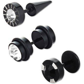 Buy GoldNera Boys Black Stud Earrings Big Size In Steel And Color