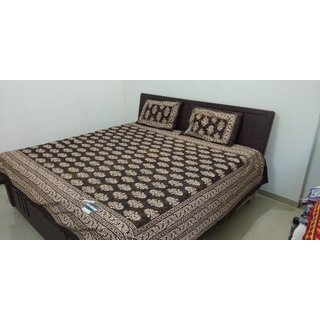                       Badmer Print 100  cotton king size double bedsheet with 2 Pillow cover                                              