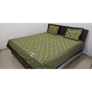                       Badmer Print 100 cotton king size double bedsheet with 2 Pillow cover                                              