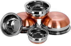 Neera Copper Bottom 5 Pcs Handi Set - 7 Liter. -Serving  Cookware Stainless Steel