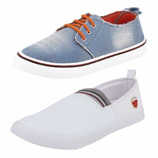 Chevit Men s Combo Pack of 2 Blue white Casual Shoes Sneakers Loafers Shoes CB117112