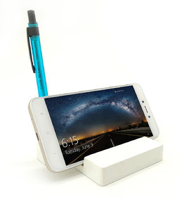 Squar design Wooden Mobile Phone and pen  Stand / Holder For Smartphone (White)