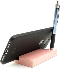 Squar design Wooden Mobile Phone and pen  Stand / Holder For Smartphone (Pink)