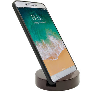                       Round Design Wooden Mobile Phone Stand / Holder For Smartphone (Dark Brown)                                              