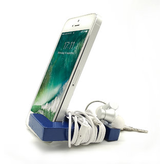                       Keychain with earphone and with Mobile Phone Stand / Holder For Smartphone (Blue)                                              