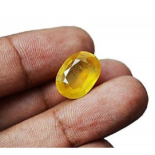                       Yellow Sapphire/Pukhraj Stone Original Certified Natural Yellow Sapphire Gemstone 6.5 Ratti CEYLONMINE                                              