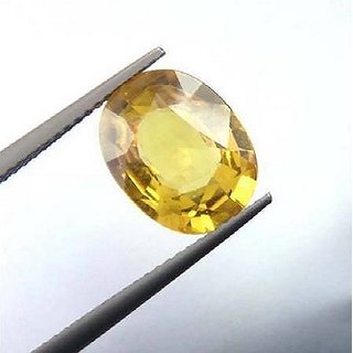                       Certified Natural Yellow Sapphire Pukhraj Stone Gemstone (6.5 Ratti)- CEYLONMINE                                              
