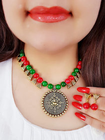 Bhagya Lakshmi Women's Pride Traditional Ganesh Ji Necklace With Earrings For Women