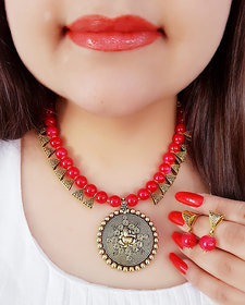 Bhagya Lakshmi Women's Pride Ganesh Ji Necklace With Earrings For Women