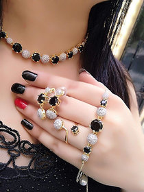 Bhagya Lakshmi Women's Pride Traditional Contemprary Necklace With Earrings,Bracelet And Ring For Women
