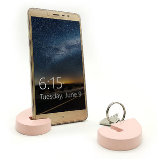                       Heart Keychain with Mobile Phone Stand / Holder For Smartphone (Pink)                                              