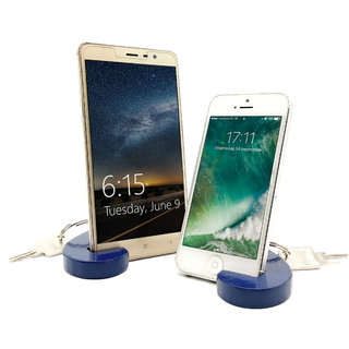                       Heart Keychain with Mobile Phone Stand / Holder For Smartphone (Blue)                                              