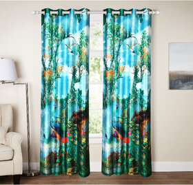 E-Retailer Polyester 9 Feet Digital Curtain for Door with 8 Eyelet(Single Curtain)
