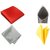 Voici France Red, Yellow, Silver and Light Grey satin Solid Pocket Square Combo Pack of 4