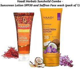 Vaadi Herbals Sunscreen Lotion SPF 30 and Saffron Face Wash (Pack of 1)