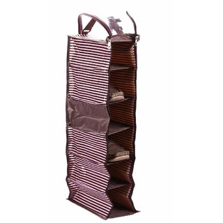 PrettyKrafts Multi Compartment Shoe Rack - Hanging Shoe Organiser - Travel Show Kit - Dark Pink