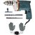 Tiger 10mm 350W Drill Machine with 2 High Quality Drill Bits + 1 Pair Safety Glove + 1 Safety Mask
