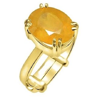                       5.25 Ratti Natural Yellow Sapphire Ring/ Pukhraj Ring Unheated & Untreated Stone Sapphire  Gold Plated Ring By CEYLONMINE                                              