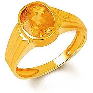                      Natural Yellow Sapphire Gold Plated 100 Original  Lab Certified Pukhraj Stone By CEYLONMINE                                              