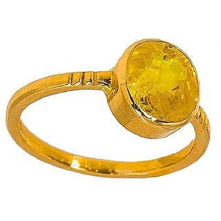                       Yellow saphire/Pukhraj 4.25 ratti Stone Ring Precious Stone Pukhraj Ring By CEYLONMINE                                              