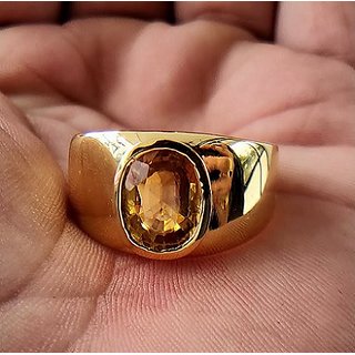                       Natural Yellow Sapphire Gold Plated 100 Original  Lab Certified Pukhraj Stone By CEYLONMINE                                              