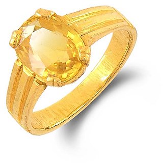 Lab Certified & Unheated Stone Pukhraj/Sapphire Gold Plated Ring - CEYLONMINE