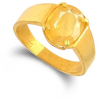                       CEYLONMINE Natural Certified Yellow Sapphire /Pukhraj Gemstone Ring ,Pookhraj Astrology Ring Gold plated Pushpraj Ring                                              