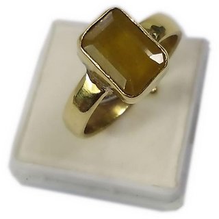                       Adjustable  Ring  Yellow Sapphire Gold Plated Ring Natural  Certified Stone Pukhraj Ring BY CEYLONMINE                                              