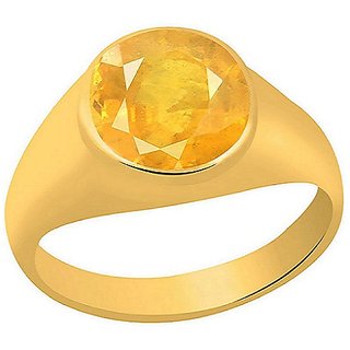                       100% Original & Unheated stone Pukhraj/Yellow Sapphire 5.25 Ratti Gemstone Ring (Gold Plated) BY CEYLONMINE                                              