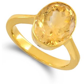                       7.25 Ratti Natural Yellow Sapphire/Pukhraj Gold Plated Ring For Unisex BY CEYLONMIN                                              