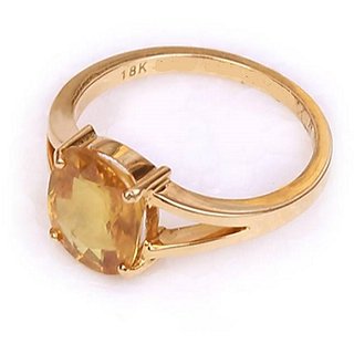                       Natural Stone Yellow Sapphire Gold Plated Ring 100 Original  Certified Stone 6.25 Ratti Pukhraj Ring BY CEYLONMINE                                              