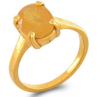                       Original Stone 5.25 Ratti Stone Yellow Sapphire Ring Natural And Good Quality Gemstone Gold Plated Ring For Unisex By CEYLONMINE                                              