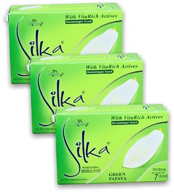 SILKA GREEN WHITENING HERBAL SOAP 135g (Pack Of 3)