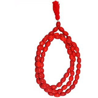                       CEYLONMINE Original Red Coral Beads Mala                                              