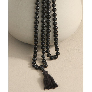                       gate Hakik Mala 108 +1 Beads for Kali  Maha Bhairav Japa Mantras (Black)                                              