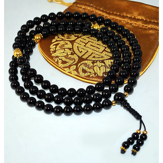                       Black Tourmaline Mala 108 Beads for Healing Crystal - Stone Protection Root Chakra Mala/Necklace for Unisex/Rosary Beads                                              