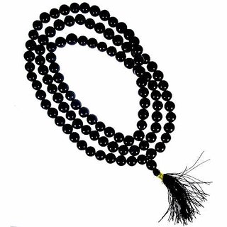                       Black Ebony Wood (Karungali Kattai) Round Beads Mala                                              