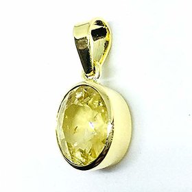 Original & Certified Stone Yellow Sapphire/Pukhraj Silver Plated Pendant Pukhraj 5.25 Ratti Pendant CEYLONMINE