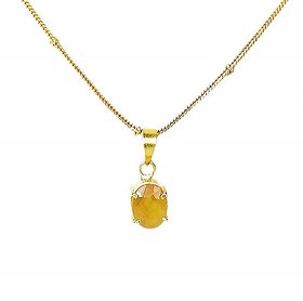 Precious Stone Yellow Sapphire 5.25 Ratti Stone Gold Plated Pendant For Unisex BY CEYLONMINE