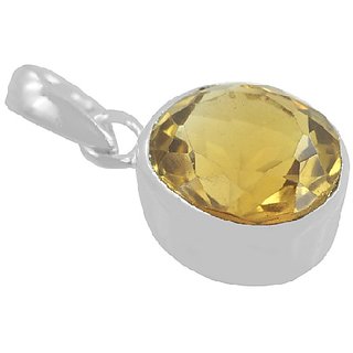                       Original  Certified Stone Yellow Sapphire/Pukhraj Silver Plated Pendant Pukhraj 5.25 Ratti Pendant CEYLONMINE                                              