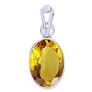                       Original & Certified Stone Yellow Sapphire/Pukhraj Silver Plated Pendant Pukhraj 5.25 Ratti Pendant CEYLONMINE                                              