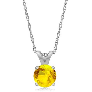                       Lab Certified Stone Yellow Sapphire 6.25 Ratti Natural  Silver Plated Pendant For Unisex BY CEYLONMINE                                              