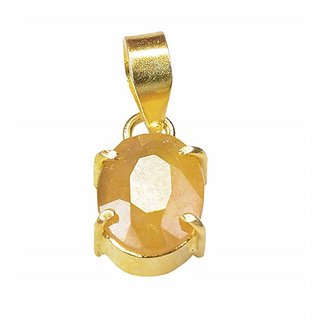                       Original & Certified Stone Yellow Sapphire/Pukhraj Gold Plated Pendant Pukhraj 5.25 Ratti Pendant CEYLONMINE                                              