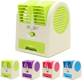 Mini Small Fan Cooling Portable Desktop Dual Bladeless water Air Cooler USB (Random Color)