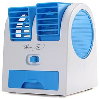 Mini Fan Air Cooler with Water Tray Portable Desktop Dual Bladeless Air Cooler USB super Fan